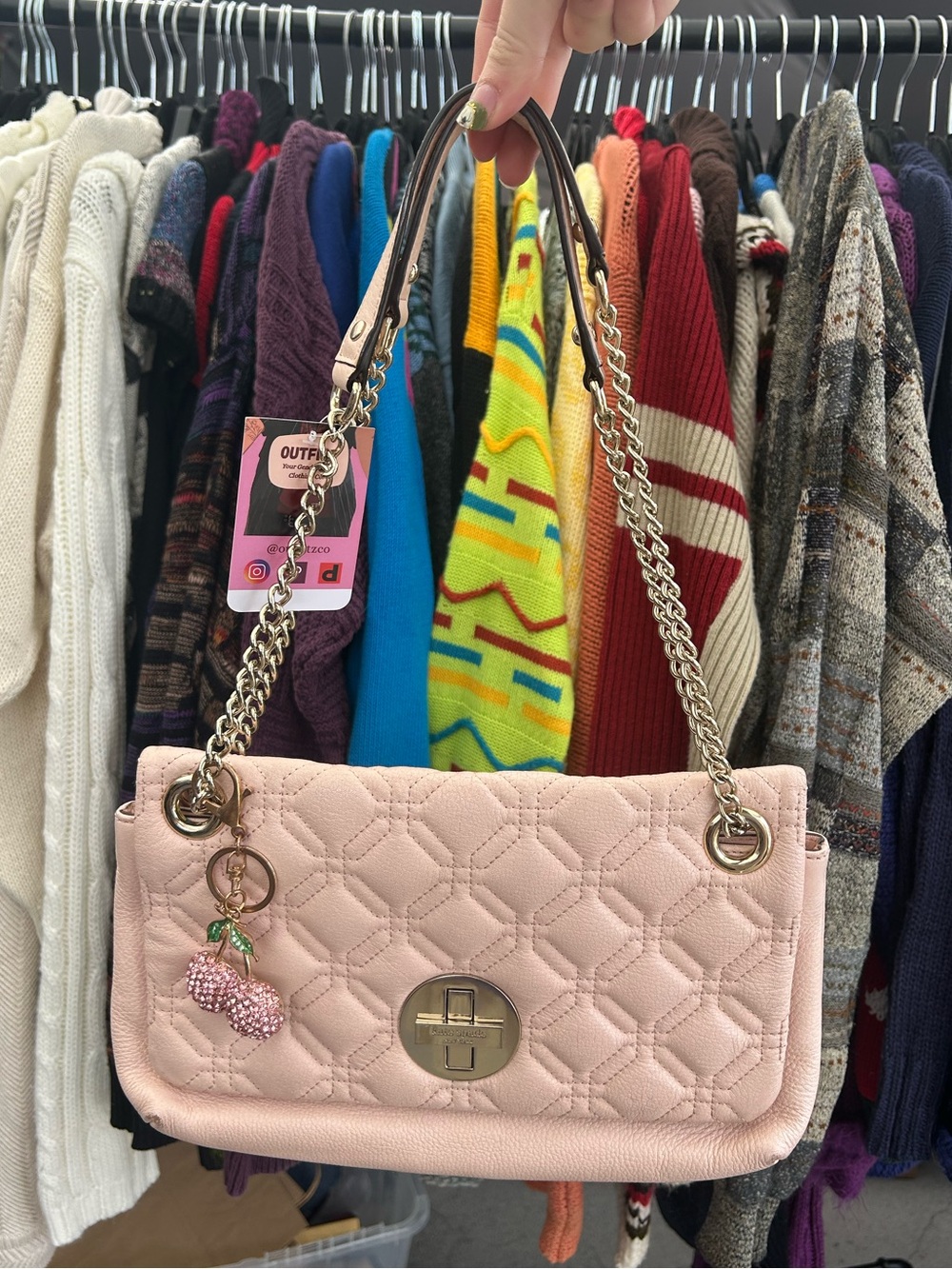 Kate Spade pink quilted shoulder bag